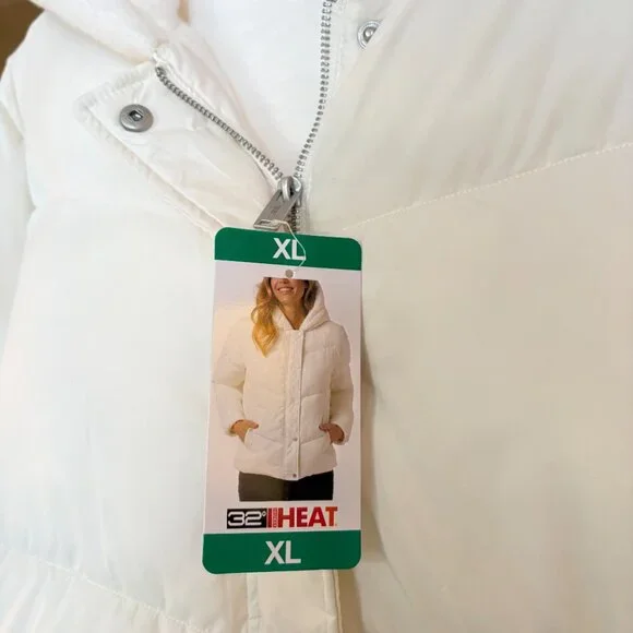 NWT 32 Degrees Heat Women's XL Puffer Jacket in White. - Picture 4 of 9